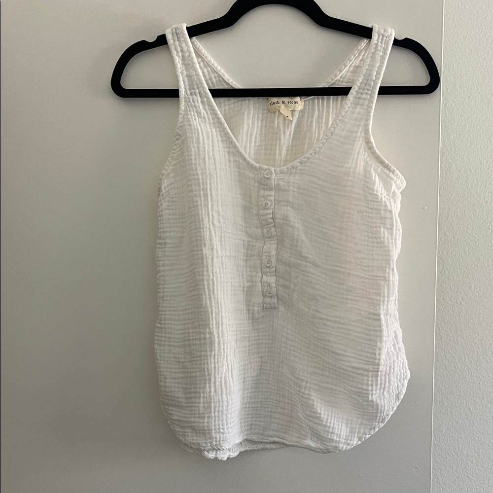 Cloth & Stone Textured White Sleeveless Blouse